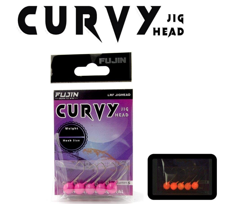 Fujin Curvy Pink Glow Jig Head 1.8gr - 1