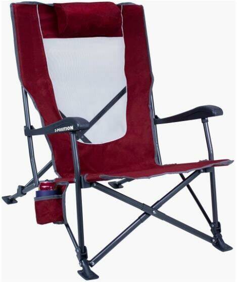  Gci Outdoor Low-Ride Recliner™ 3 Kademeli Katlanır Kamp Sandalyesi-Bordo - 1