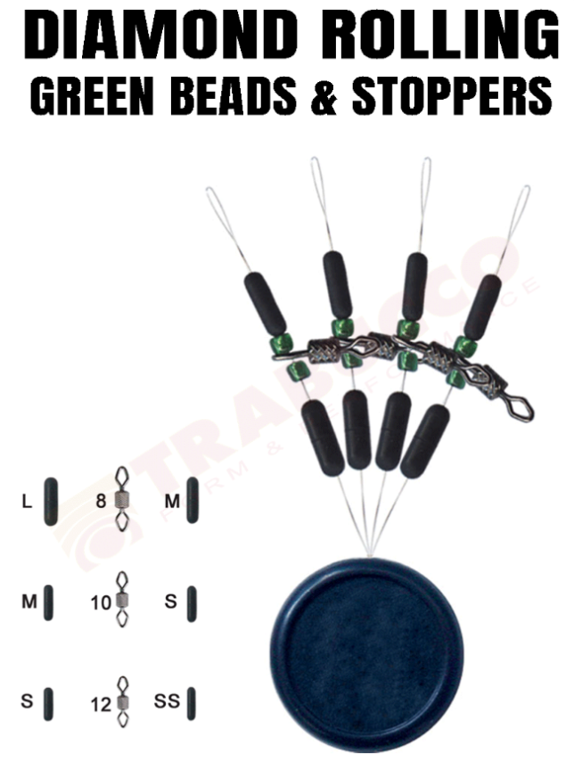 Trabucco Diamond Rolling Green Beads & Stoppers #S - 1