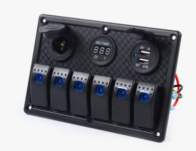 SWITCH PANEL 6 LI 12V,USB,VOLTMETRE (L6S3)111*180mm - ŞENTÜRK