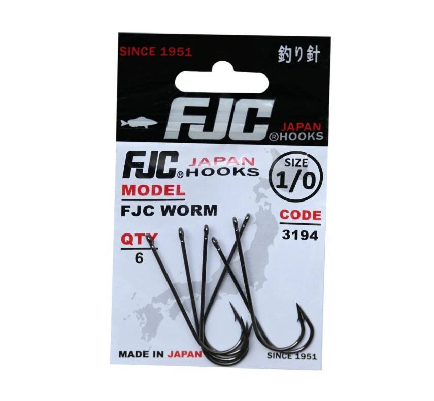 FJC3194-2/0 3194 FJC WORM, NO:2/0, BLACK NIKEL, 5P - 1